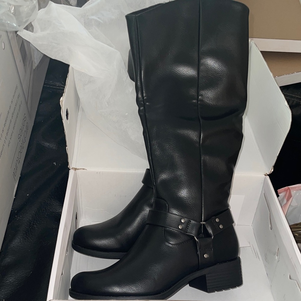 Side Zipper Riding Boots Dream Pairs Black Over the Knee